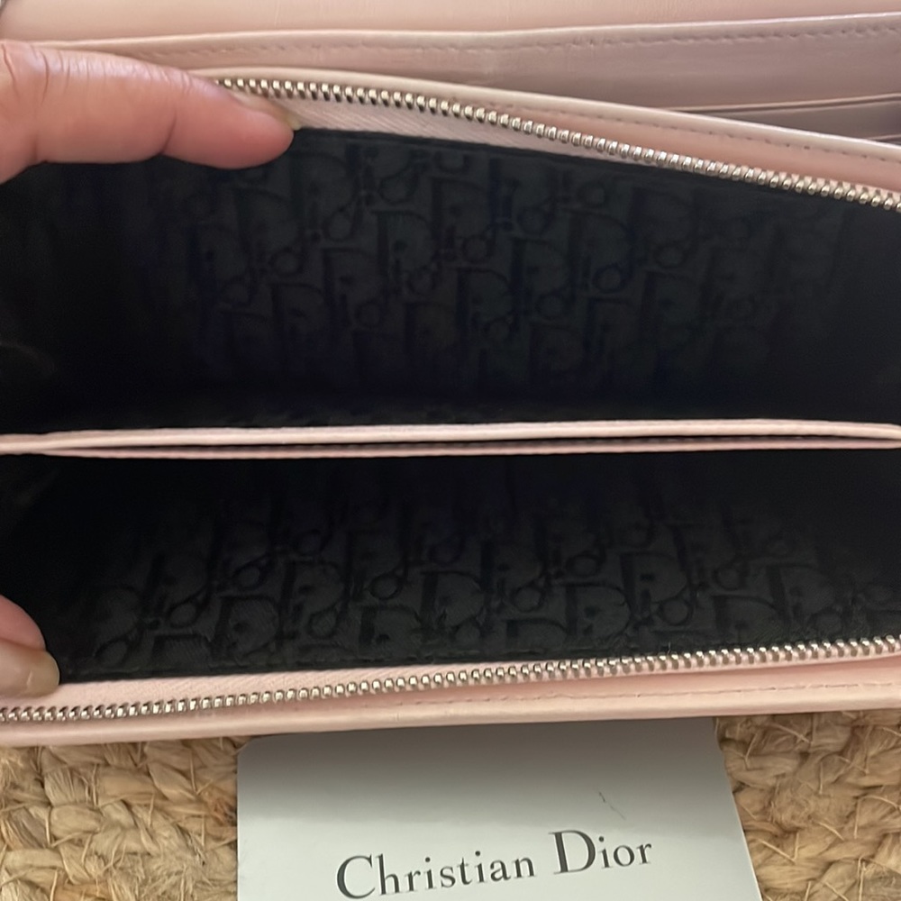 (MT150) Authentic Lady Dior Pink Cannage Quilt Lambskin Wallet on Chain - Picture 10 of 15